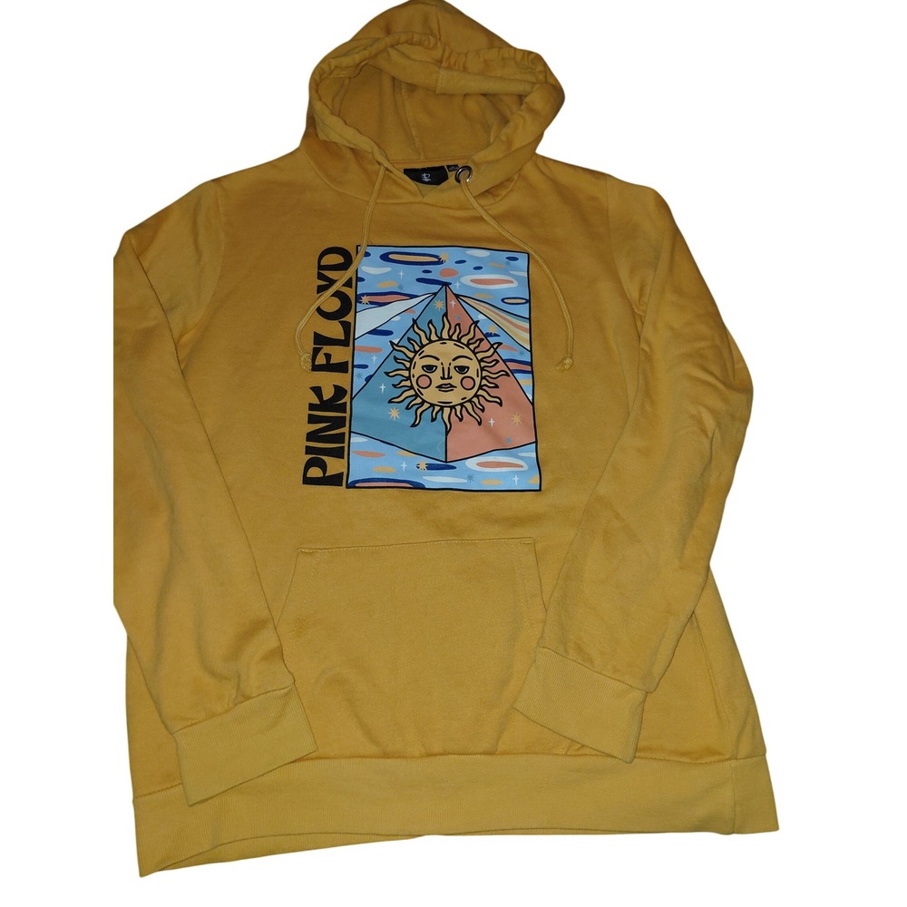 Pink Floyd Dark Side of the Moon 1973 Tour Graphic Hoodie Mustard Yellow Medium